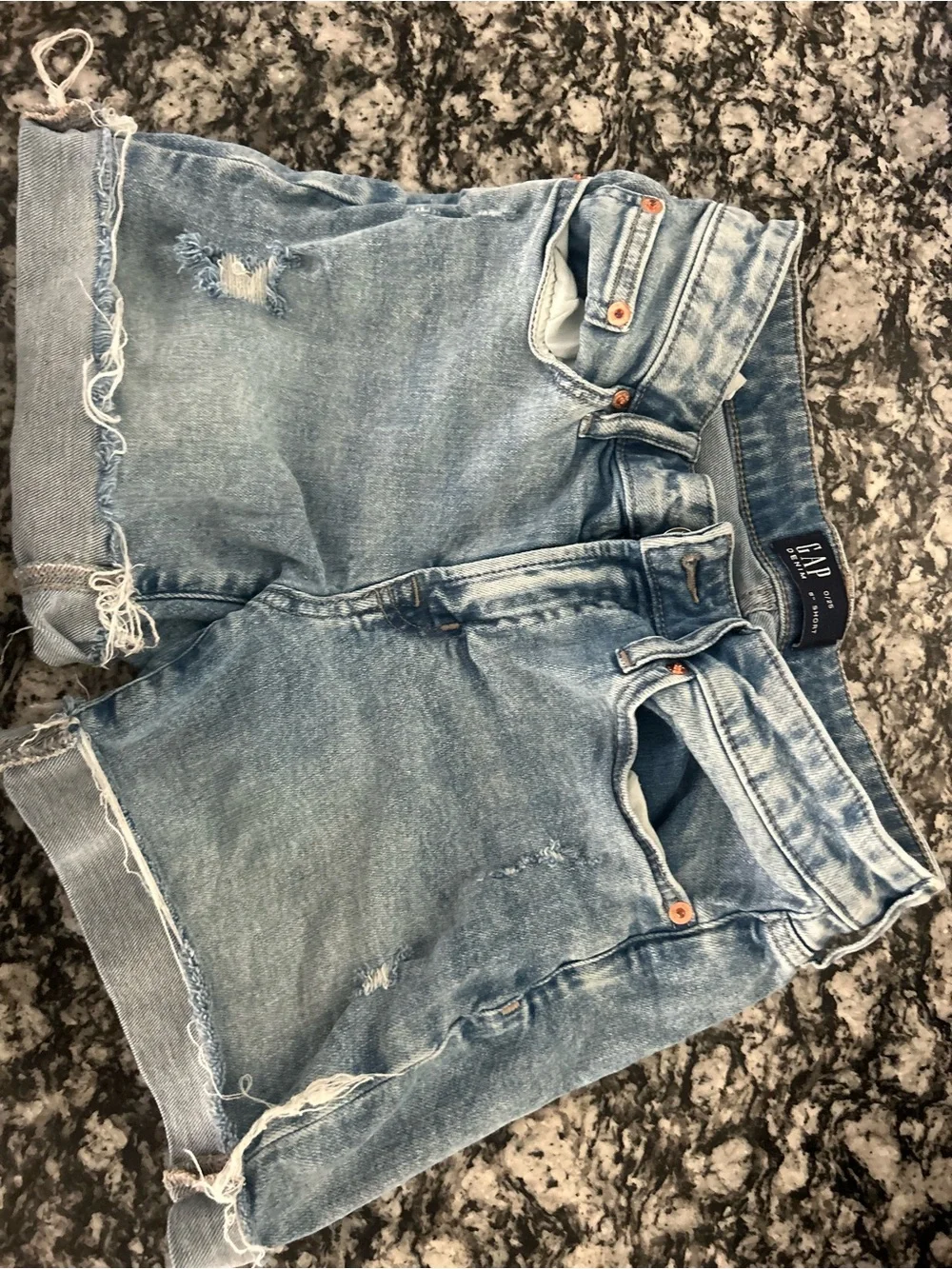 GAP Light Wash Distressed Denim Shorts